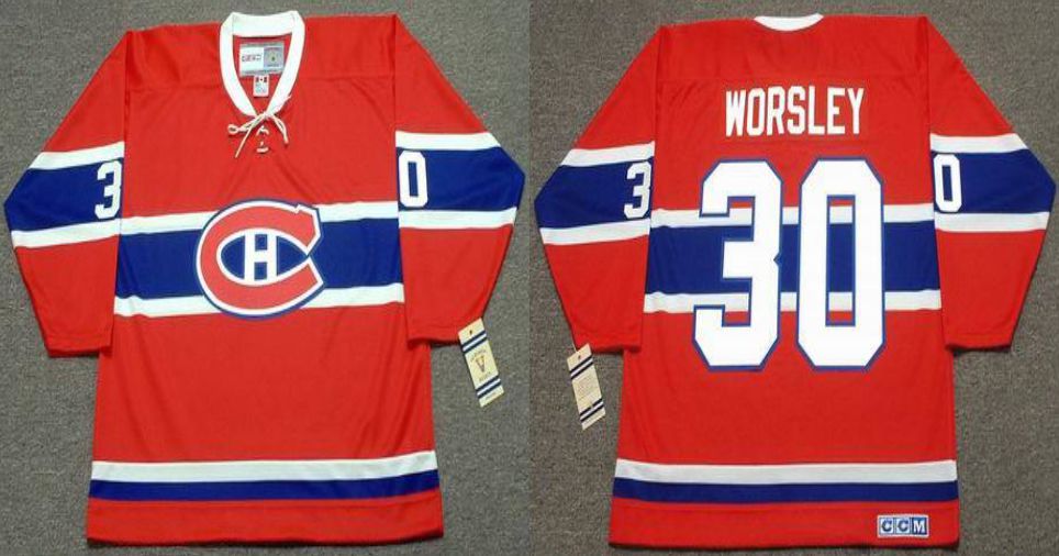 2019 Men Montreal Canadiens #30 Worsley Red CCM NHL jerseys->montreal canadiens->NHL Jersey
